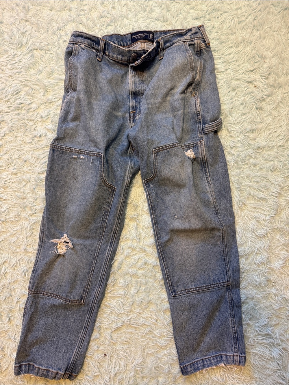 Abercrombie & Fitch Blue jeans intentionally Distressed Cargo Jeans 33x30